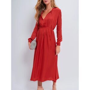 SAINT ART August Belted Maxi Dress in‎ Molten Lava Red Medium